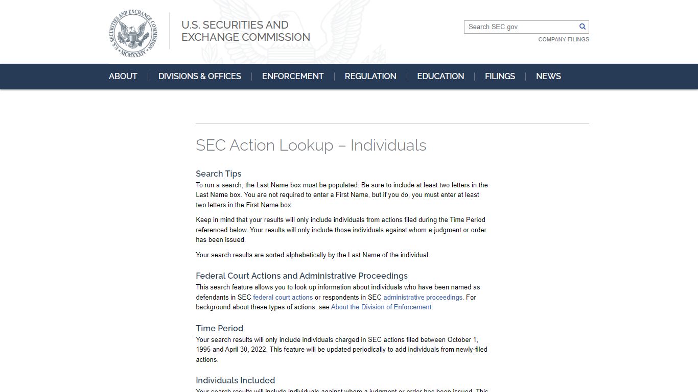 SEC.gov | SEC Action Lookup – Individuals